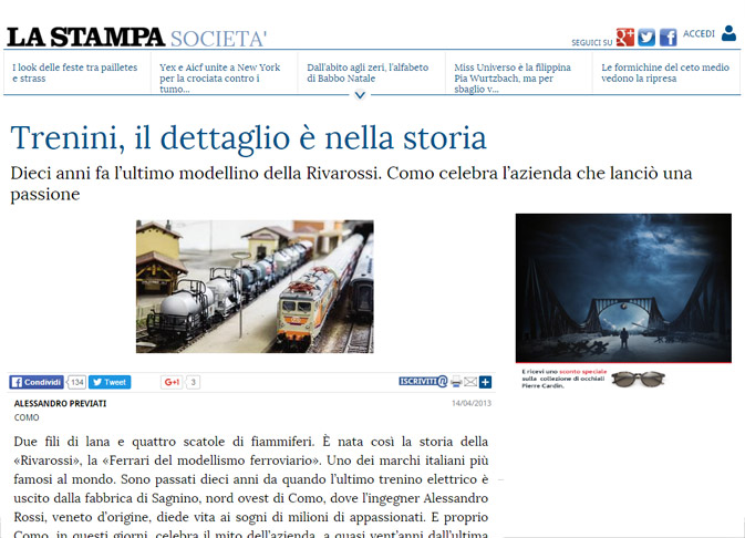 La Stampa Trenini mostra Rivarossi Paolo Albano Architetto Como