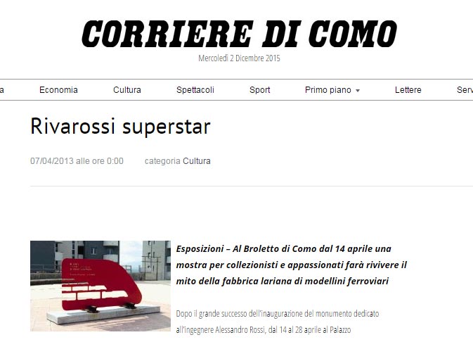 Corriere Como museo rivarossi trenini architetto paolo albano